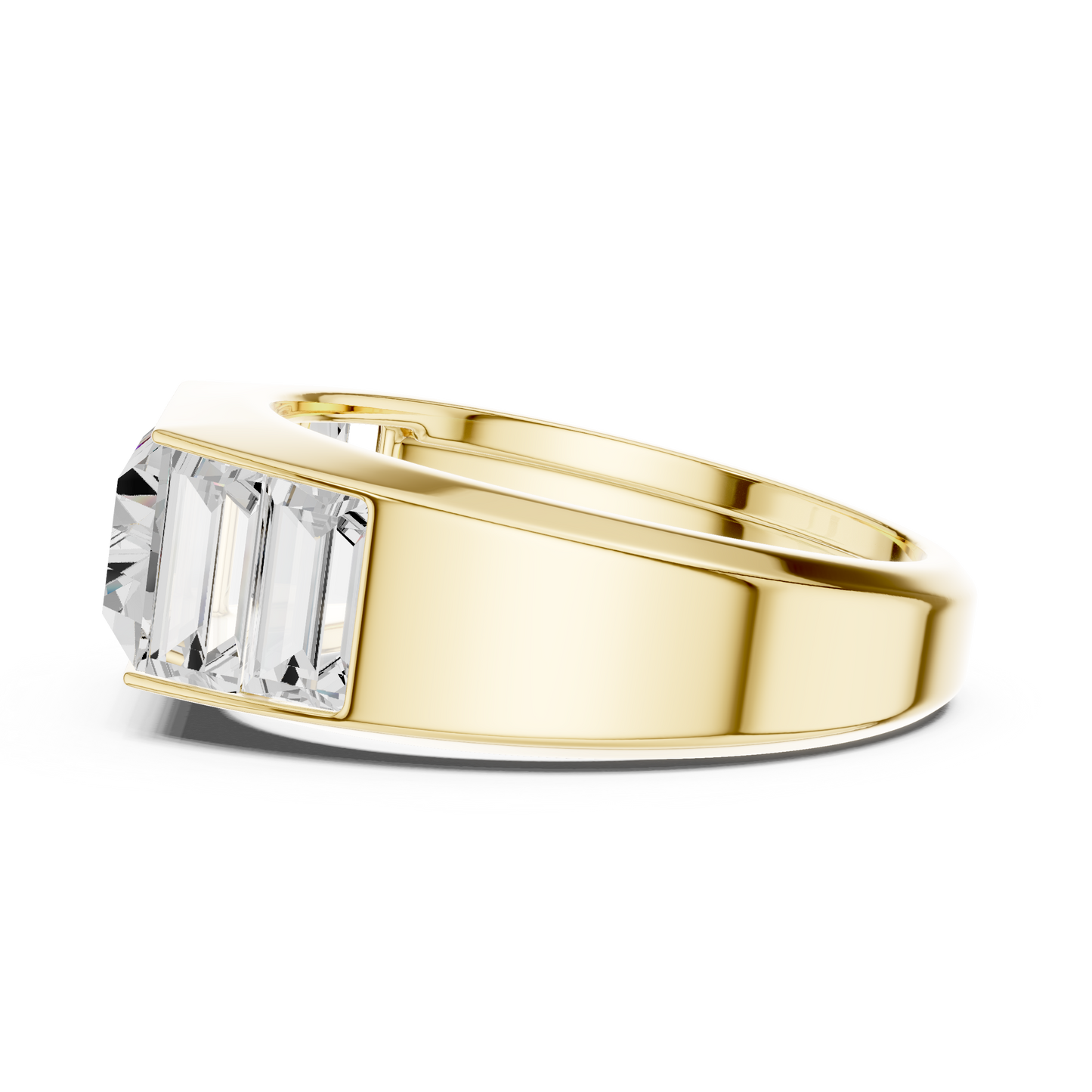 3.42 CTW Five-Stone Baguette Lab-Grown Diamond Men’s Ring in 14K Gold