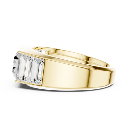 3.42 CTW Five-Stone Baguette Lab-Grown Diamond Men’s Ring in 14K Gold