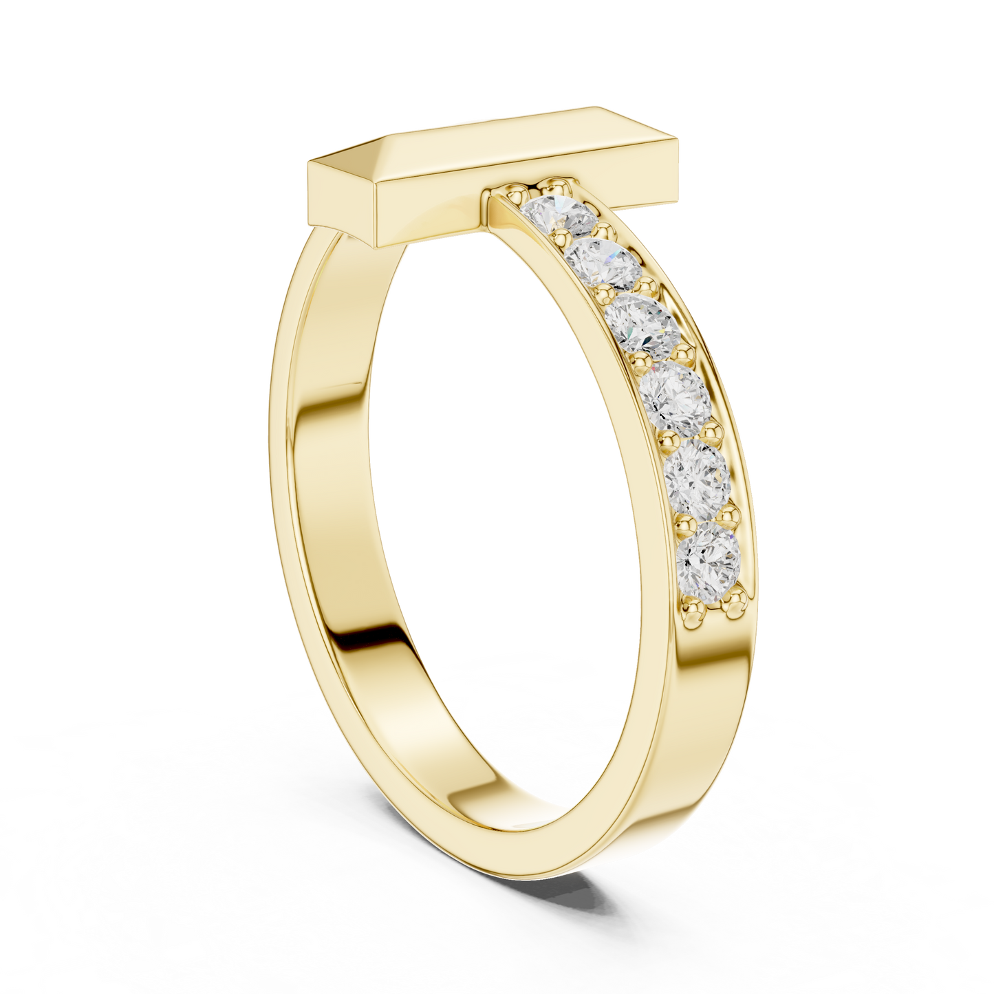 0.21 CTW Round Lab-Grown Diamond T-Bar Men’s Ring in 14K Gold