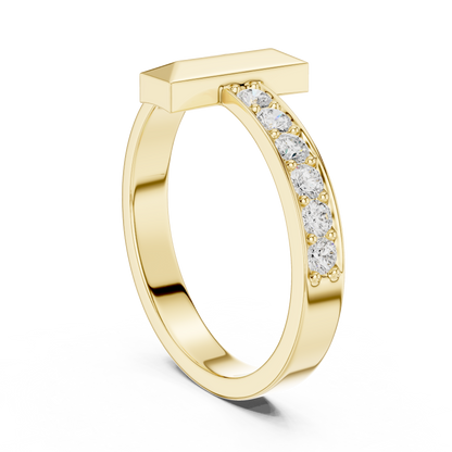 0.21 CTW Round Lab-Grown Diamond T-Bar Men’s Ring in 14K Gold