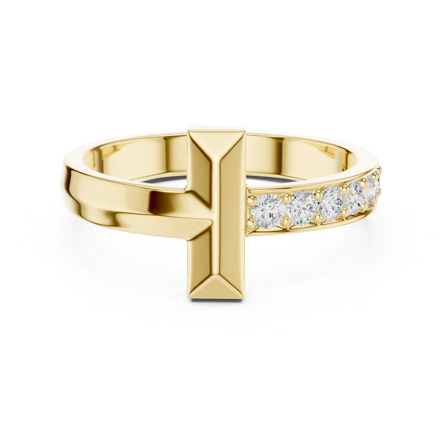 0.21 CTW Round Lab-Grown Diamond T-Bar Men’s Ring in 14K Gold