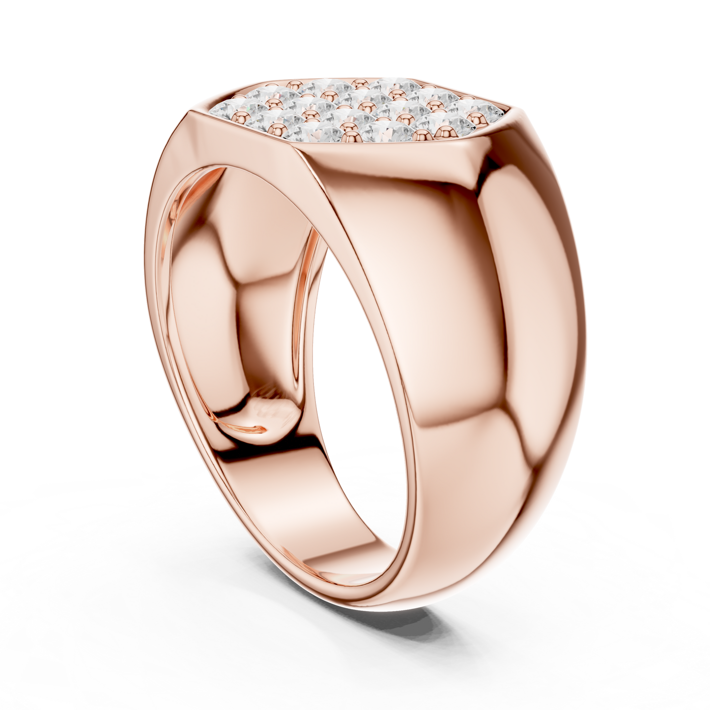 0.91 CTW Hexagonal Pavé Lab-Grown Diamond Men’s Signet Ring in 14K Gold