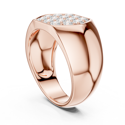 0.91 CTW Hexagonal Pavé Lab-Grown Diamond Men’s Signet Ring in 14K Gold