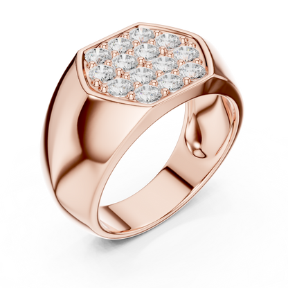 0.91 CTW Hexagonal Pavé Lab-Grown Diamond Men’s Signet Ring in 14K Gold