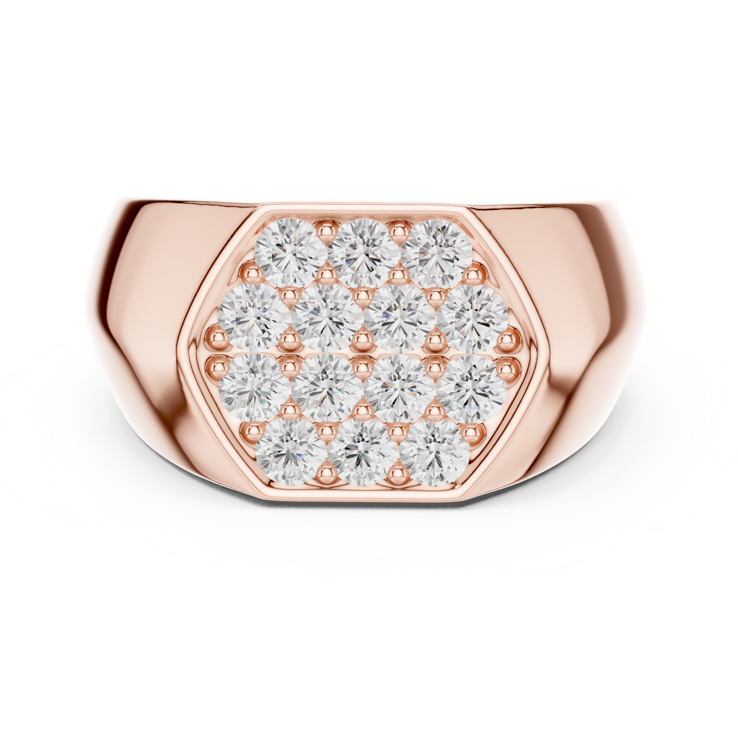 0.91 CTW Hexagonal Pavé Lab-Grown Diamond Men’s Signet Ring in 14K Gold