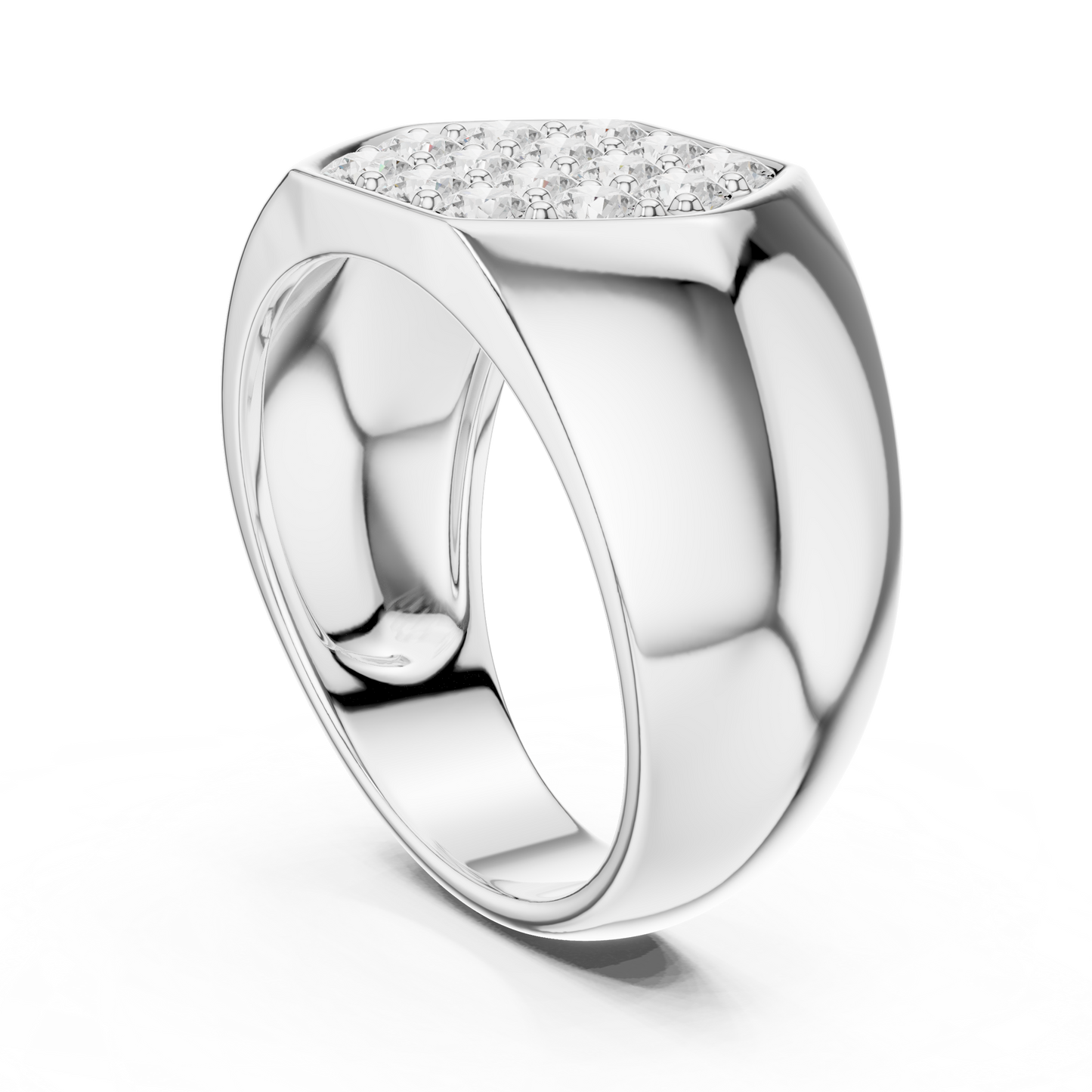 0.91 CTW Hexagonal Pavé Lab-Grown Diamond Men’s Signet Ring in 14K Gold