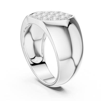 0.91 CTW Hexagonal Pavé Lab-Grown Diamond Men’s Signet Ring in 14K Gold