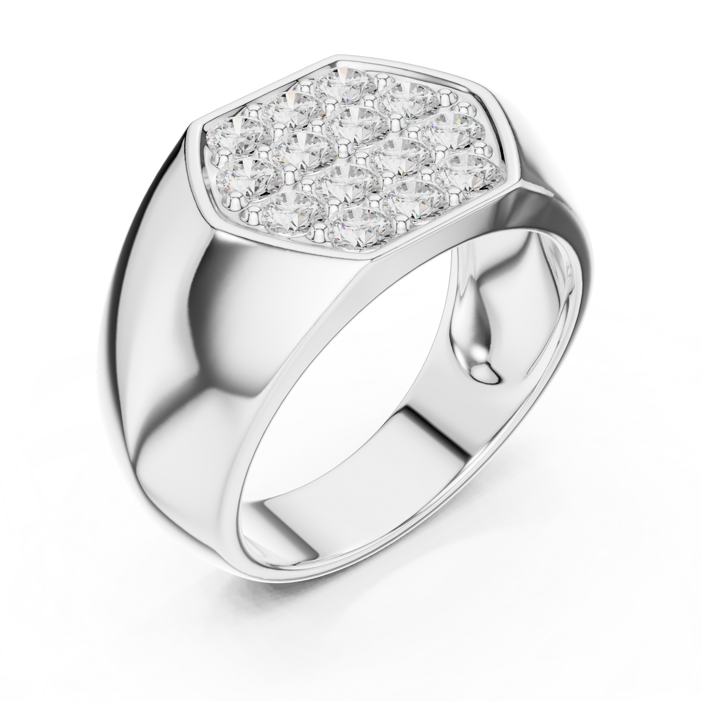 0.91 CTW Hexagonal Pavé Lab-Grown Diamond Men’s Signet Ring in 14K Gold