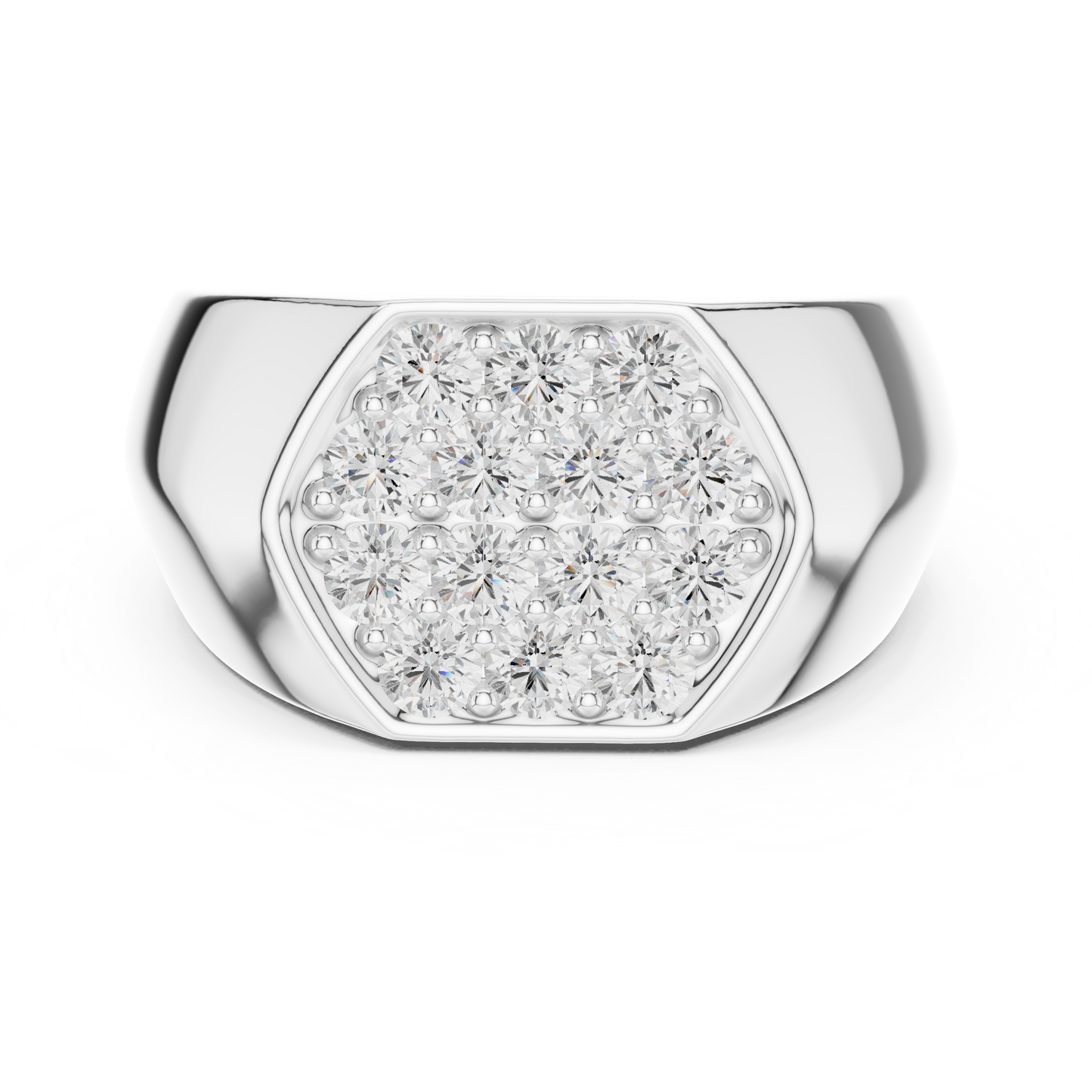 0.91 CTW Hexagonal Pavé Lab-Grown Diamond Men’s Signet Ring in 14K Gold