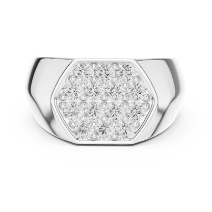 0.91 CTW Hexagonal Pavé Lab-Grown Diamond Men’s Signet Ring in 14K Gold