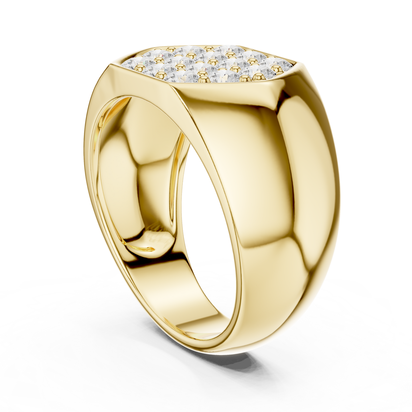 0.91 CTW Hexagonal Pavé Lab-Grown Diamond Men’s Signet Ring in 14K Gold