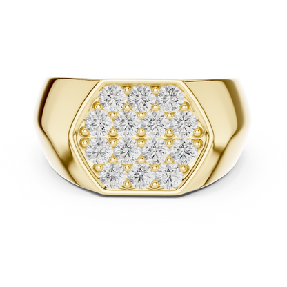 0.91 CTW Hexagonal Pavé Lab-Grown Diamond Men’s Signet Ring in 14K Gold
