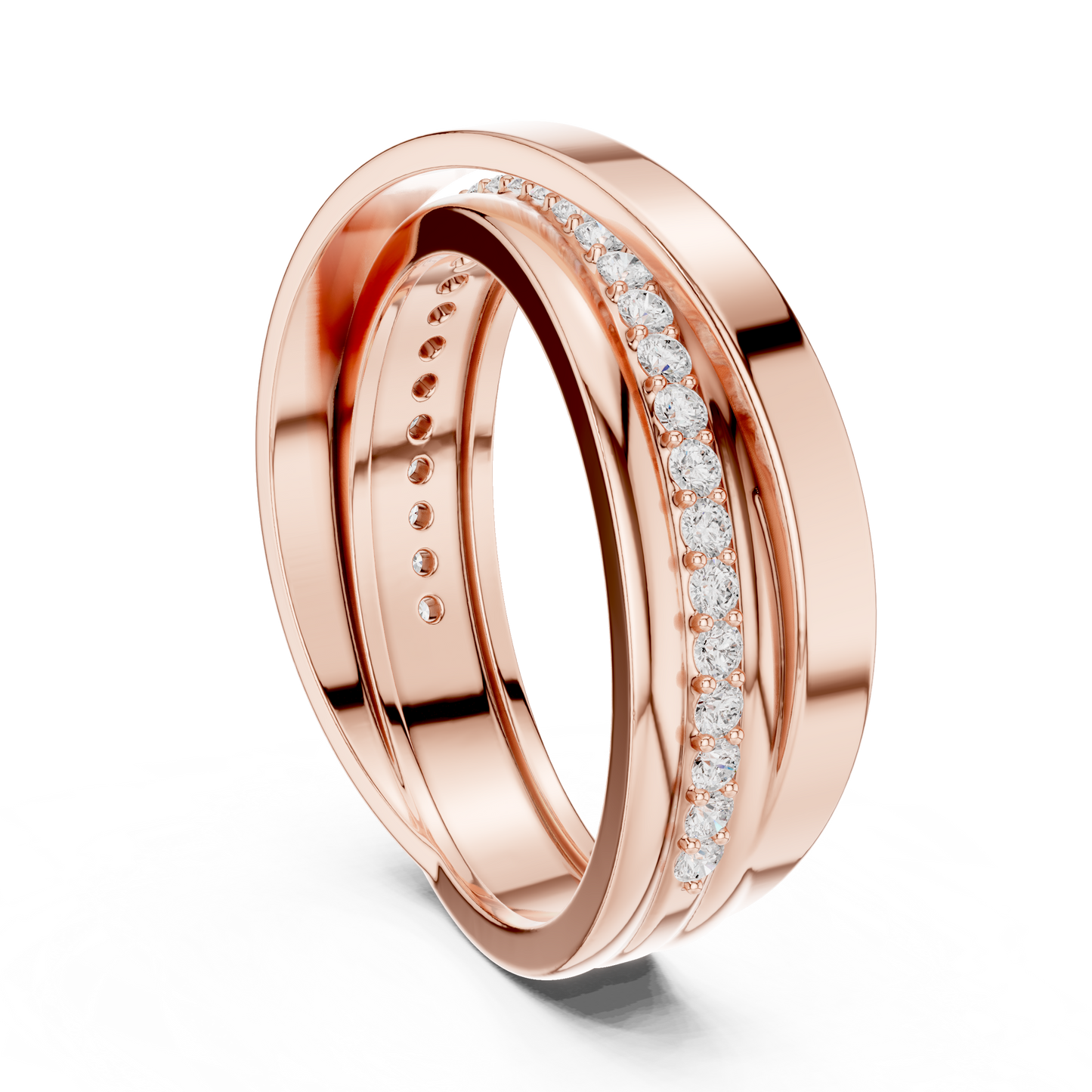 0.29 CTW Crossover Lab-Grown Diamond Men’s Band in 14K Gold