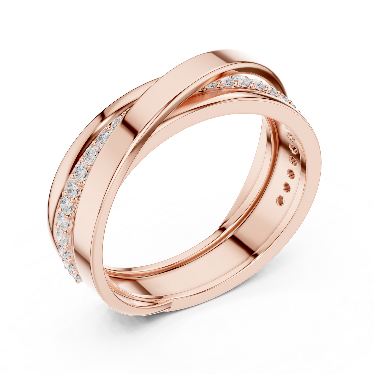 0.29 CTW Crossover Lab-Grown Diamond Men’s Band in 14K Gold