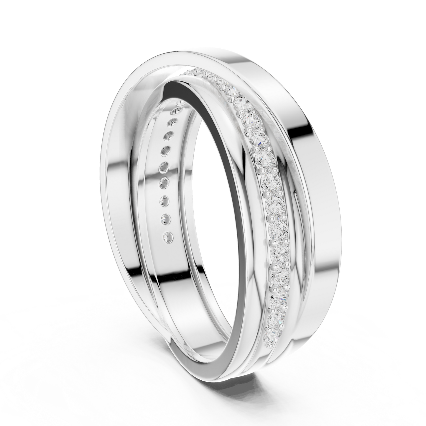 0.29 CTW Crossover Lab-Grown Diamond Men’s Band in 14K Gold