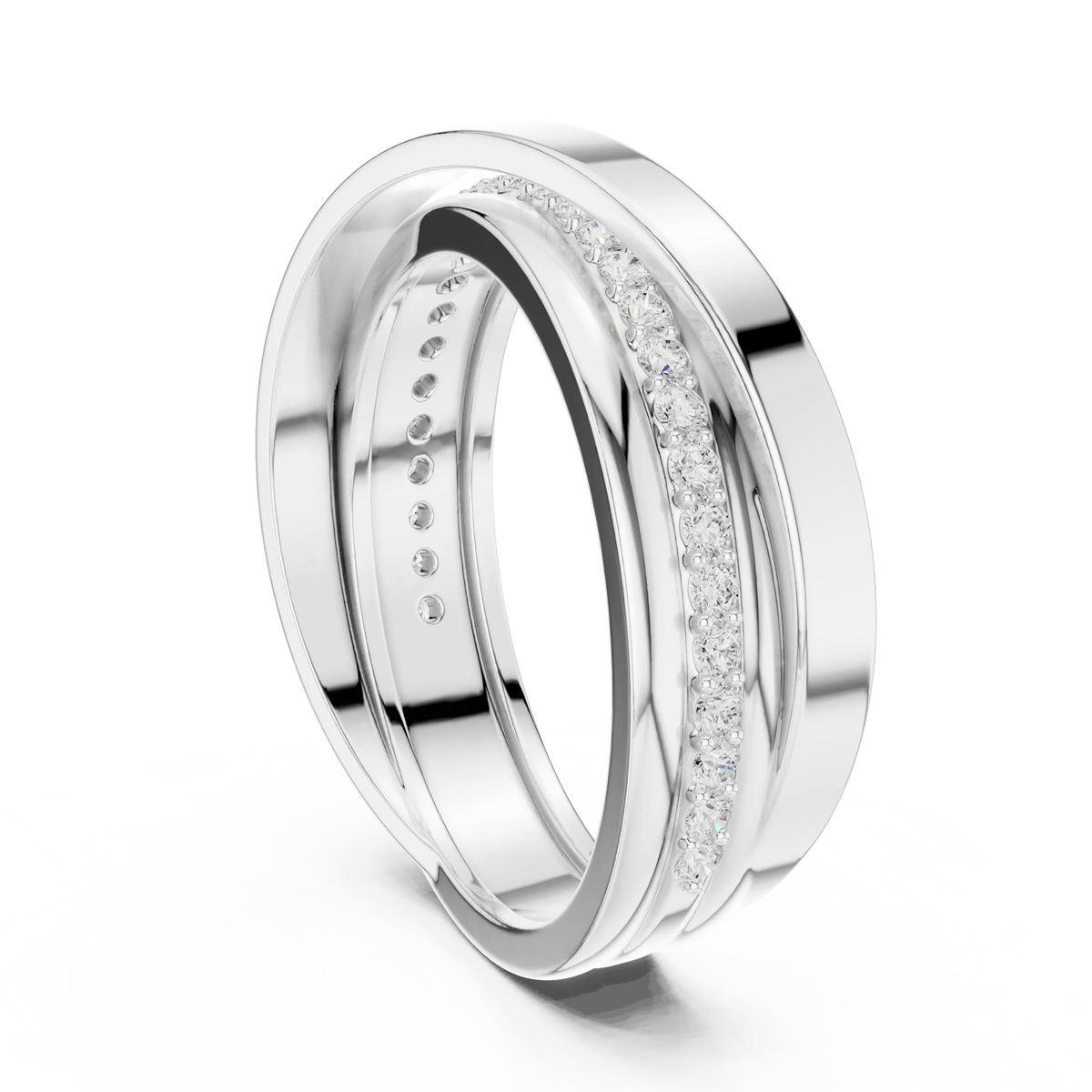0.29 CTW Crossover Lab-Grown Diamond Men’s Band in 14K Gold