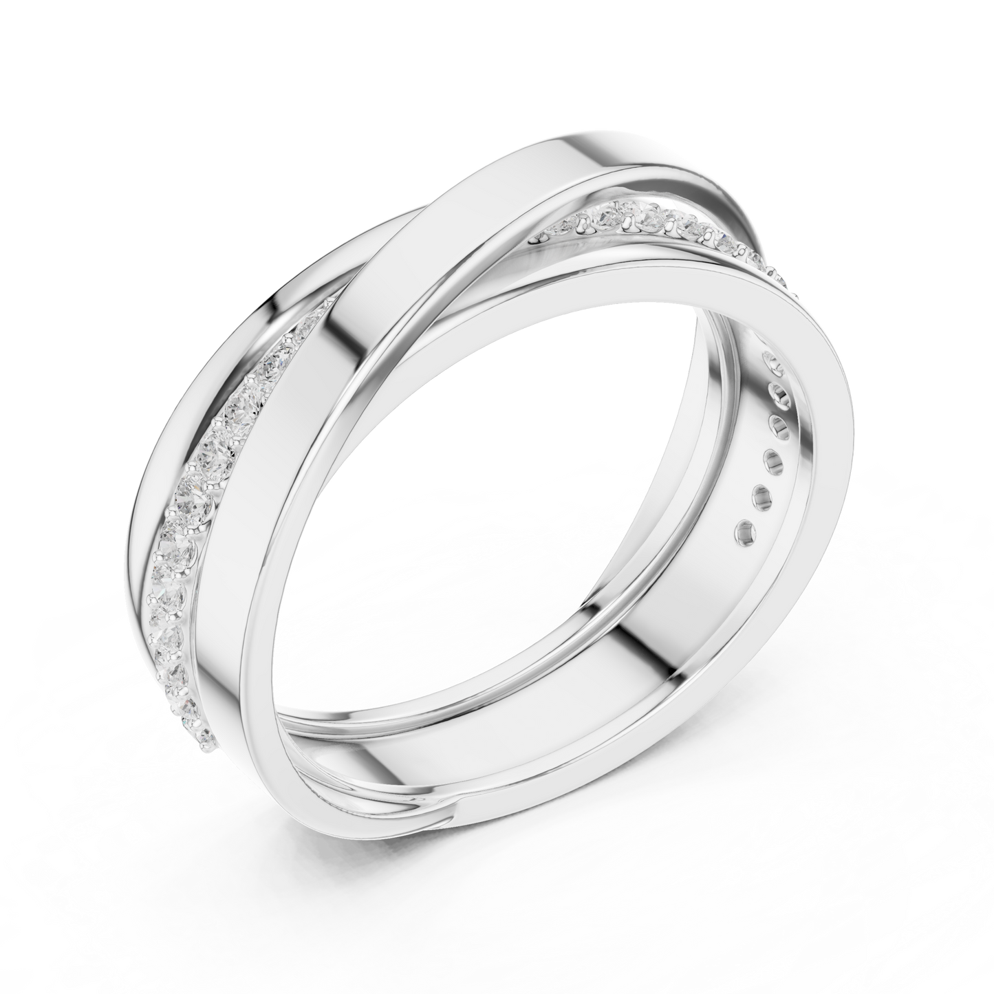 0.29 CTW Crossover Lab-Grown Diamond Men’s Band in 14K Gold