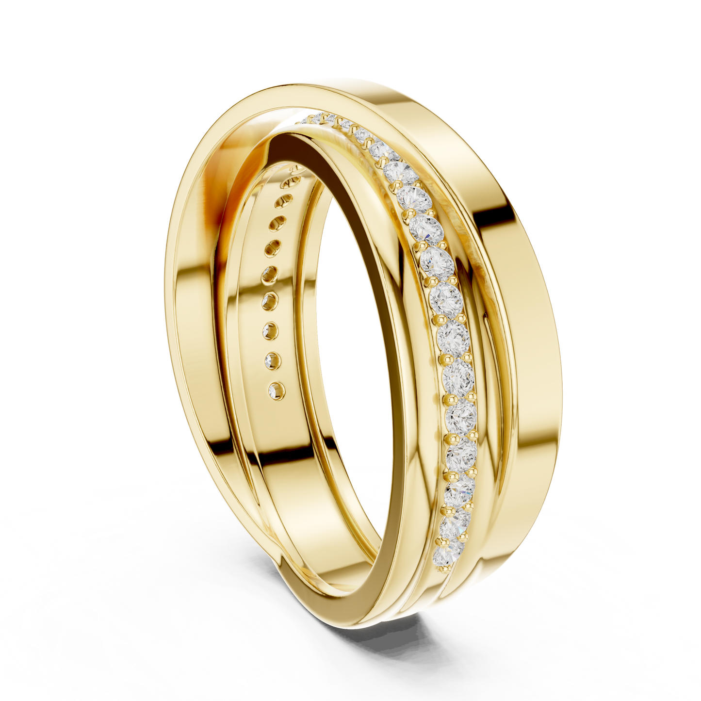 0.29 CTW Crossover Lab-Grown Diamond Men’s Band in 14K Gold