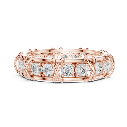 1.17 CTW Round Lab-Grown Diamond Eternity Band with Sculpted X-Prong Detail in 14K Gold