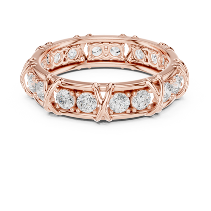 1.17 CTW Round Lab-Grown Diamond Eternity Band with Sculpted X-Prong Detail in 14K Gold