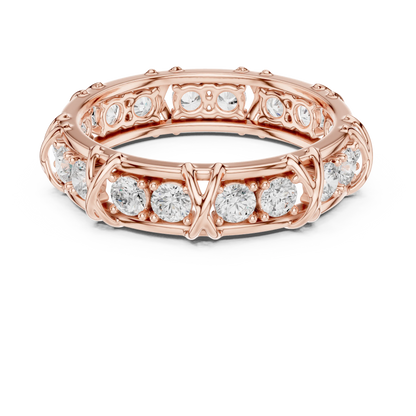 1.17 CTW Round Lab-Grown Diamond Eternity Band with Sculpted X-Prong Detail in 14K Gold