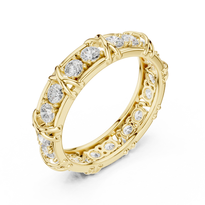 1.17 CTW Round Lab-Grown Diamond Eternity Band with Sculpted X-Prong Detail in 14K Gold