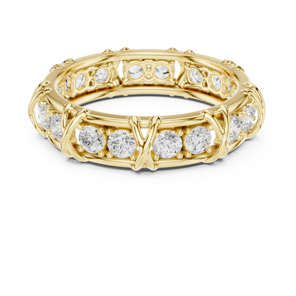 1.17 CTW Round Lab-Grown Diamond Eternity Band with Sculpted X-Prong Detail in 14K Gold