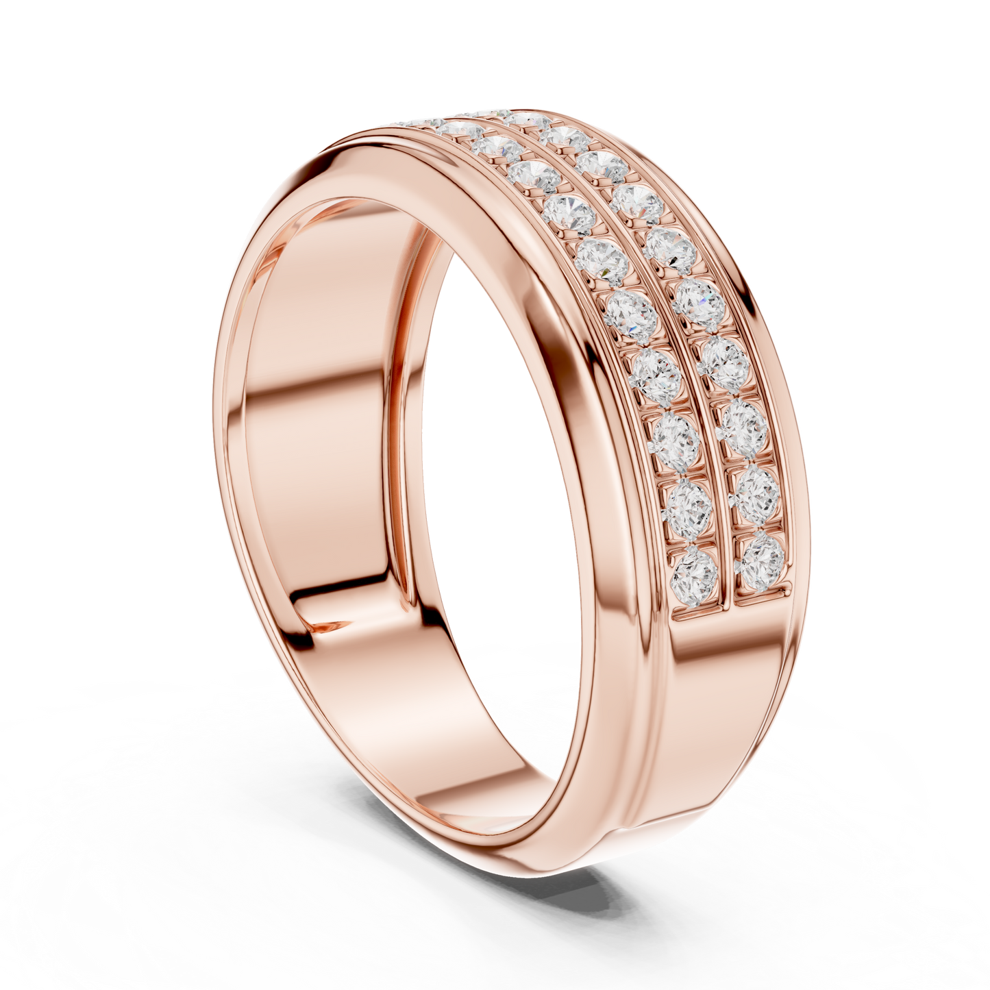 0.57 CTW Double-Row Lab-Grown Diamond Men’s Band in 14K Gold