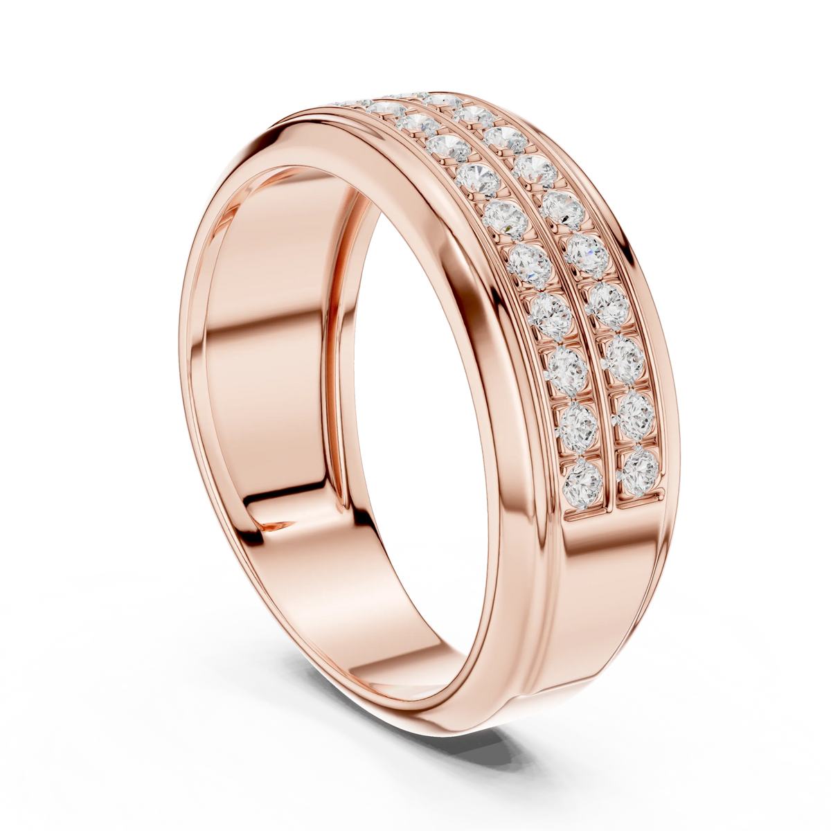 0.57 CTW Double-Row Lab-Grown Diamond Men’s Band in 14K Gold