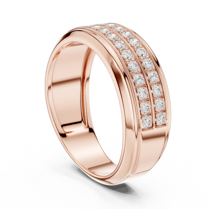 0.57 CTW Double-Row Lab-Grown Diamond Men’s Band in 14K Gold
