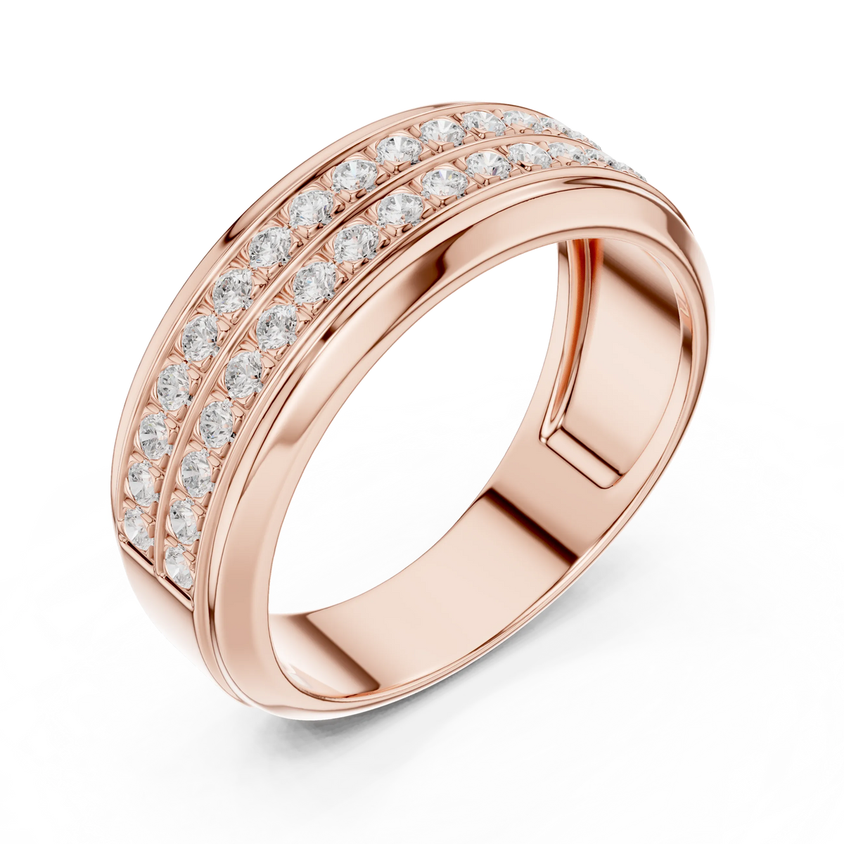 0.57 CTW Double-Row Lab-Grown Diamond Men’s Band in 14K Gold