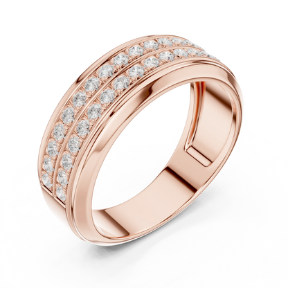 0.57 CTW Double-Row Lab-Grown Diamond Men’s Band in 14K Gold