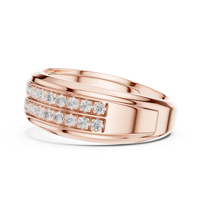 0.57 CTW Double-Row Lab-Grown Diamond Men’s Band in 14K Gold