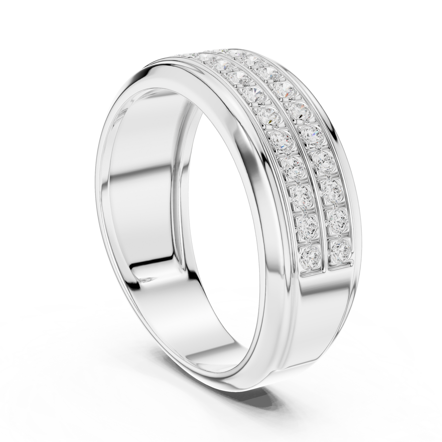 0.57 CTW Double-Row Lab-Grown Diamond Men’s Band in 14K Gold