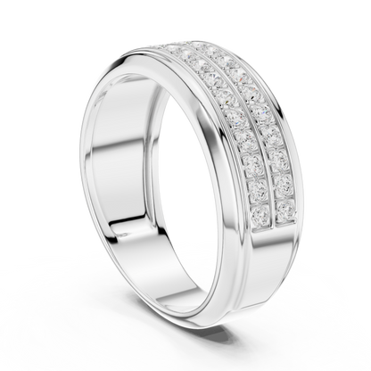 0.57 CTW Double-Row Lab-Grown Diamond Men’s Band in 14K Gold
