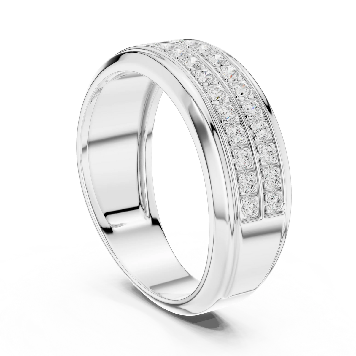 0.57 CTW Double-Row Lab-Grown Diamond Men’s Band in 14K Gold