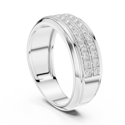 0.57 CTW Double-Row Lab-Grown Diamond Men’s Band in 14K Gold