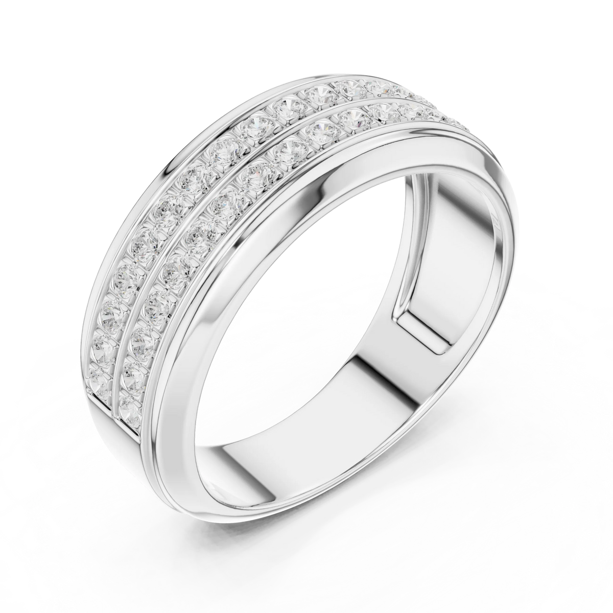 0.57 CTW Double-Row Lab-Grown Diamond Men’s Band in 14K Gold