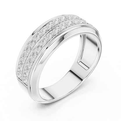 0.57 CTW Double-Row Lab-Grown Diamond Men’s Band in 14K Gold
