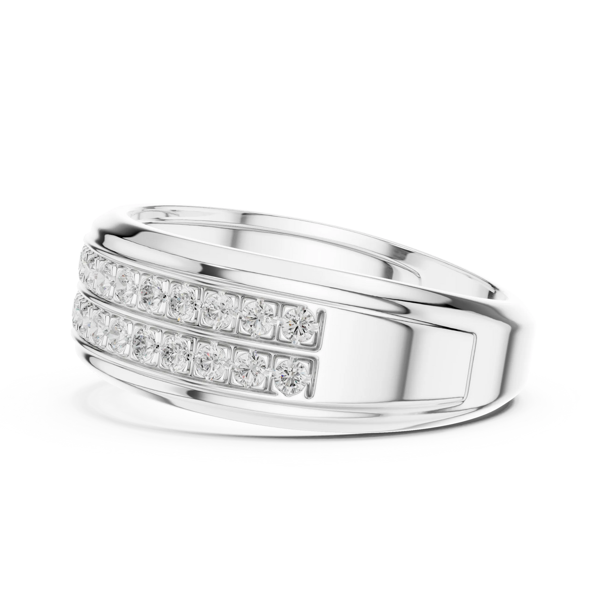 0.57 CTW Double-Row Lab-Grown Diamond Men’s Band in 14K Gold