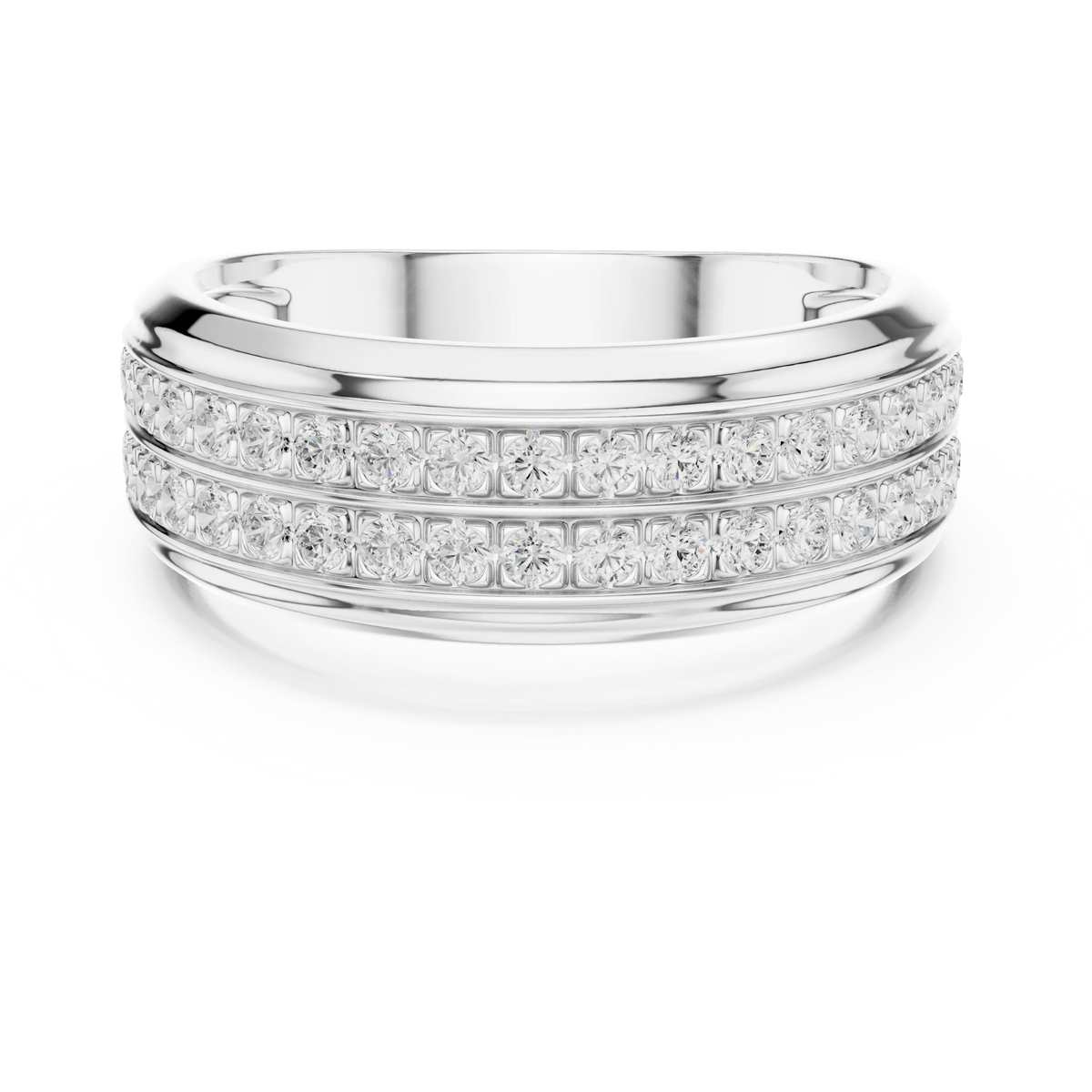 0.57 CTW Double-Row Lab-Grown Diamond Men’s Band in 14K Gold