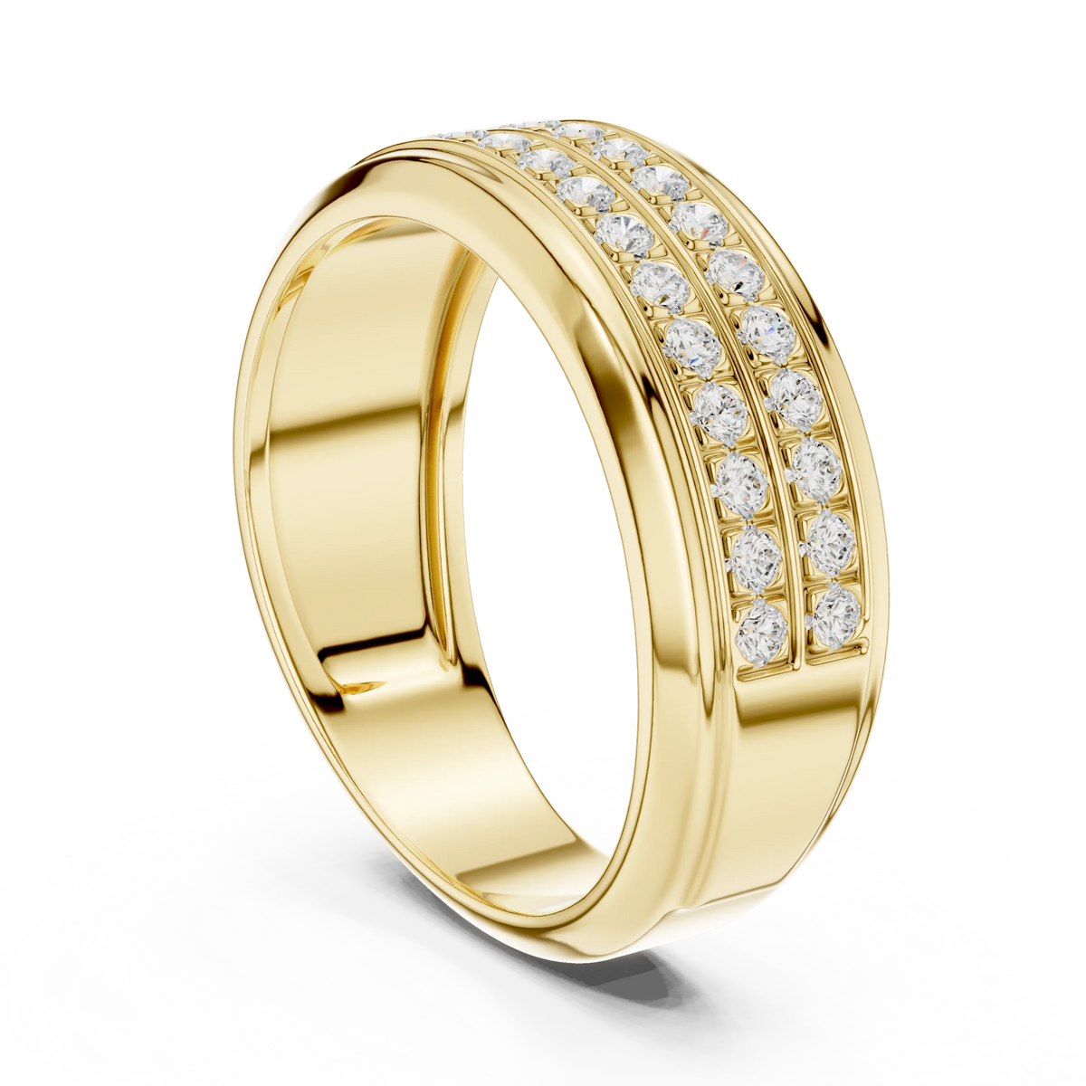 0.57 CTW Double-Row Lab-Grown Diamond Men’s Band in 14K Gold
