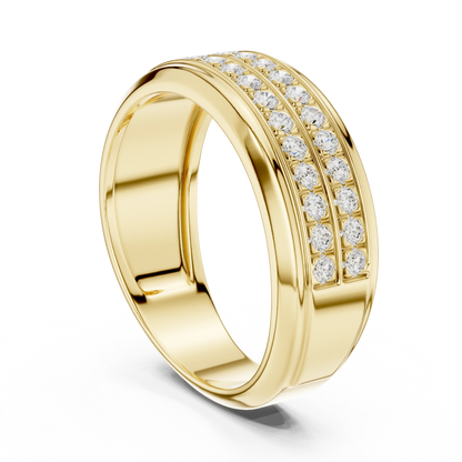 0.57 CTW Double-Row Lab-Grown Diamond Men’s Band in 14K Gold