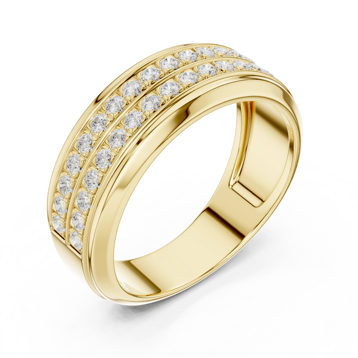 0.57 CTW Double-Row Lab-Grown Diamond Men’s Band in 14K Gold