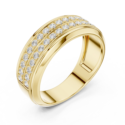 0.57 CTW Double-Row Lab-Grown Diamond Men’s Band in 14K Gold