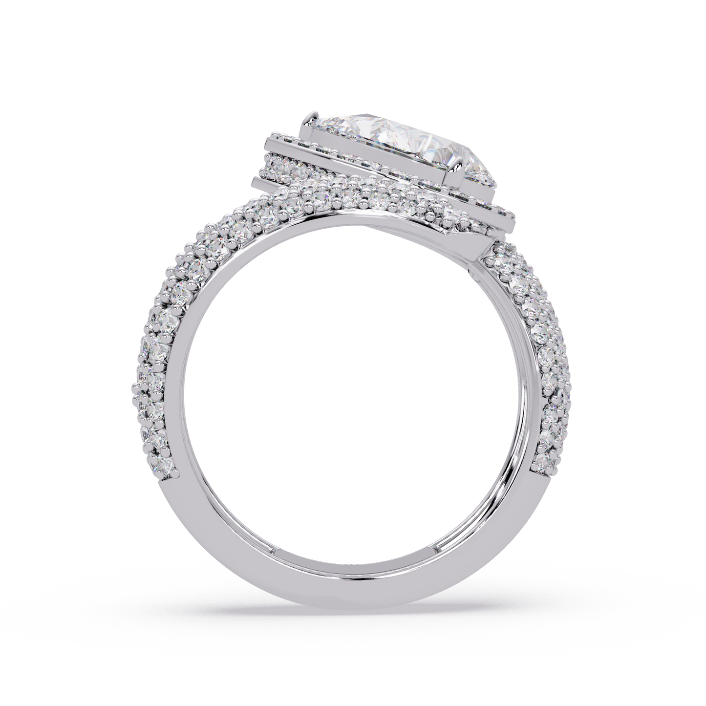 3 CTW Pear-Cut Halo Pavé Bypass Ring