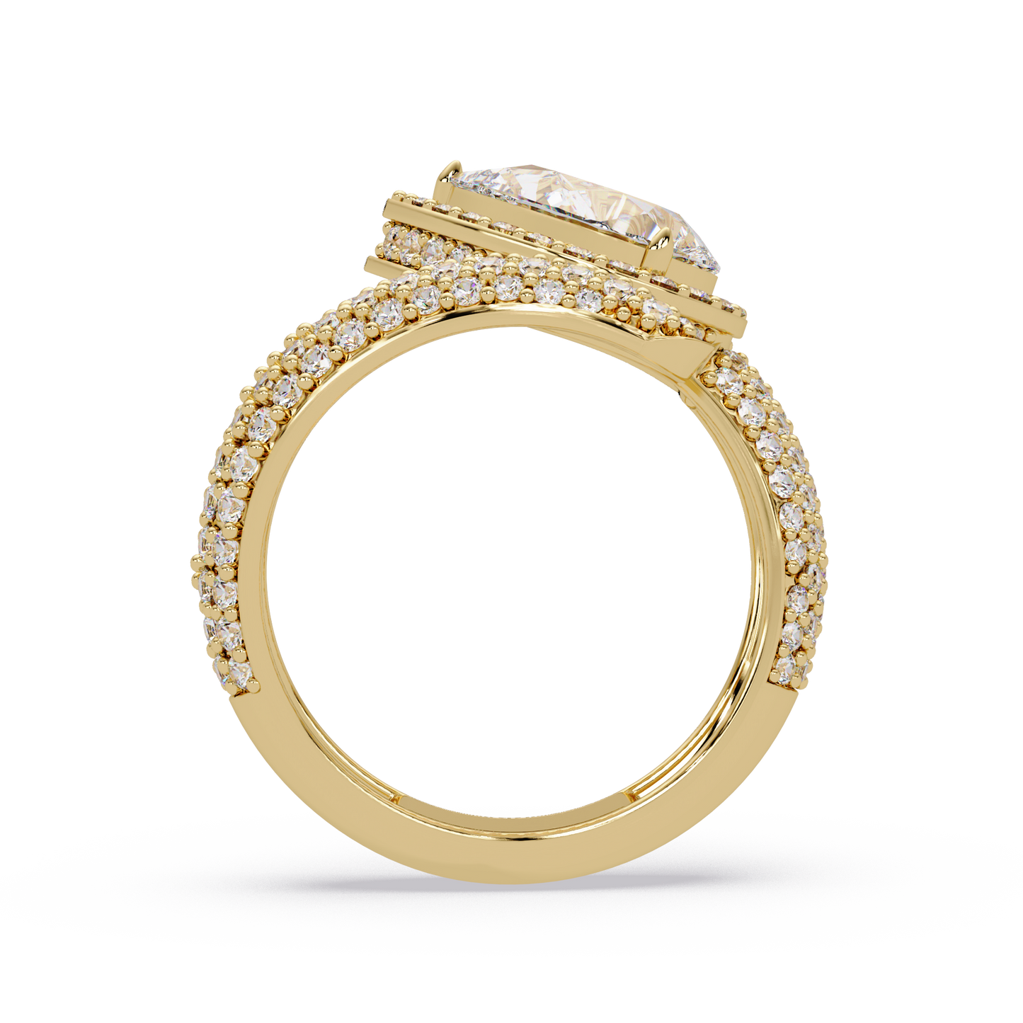 3 CTW Pear-Cut Halo Pavé Bypass Ring