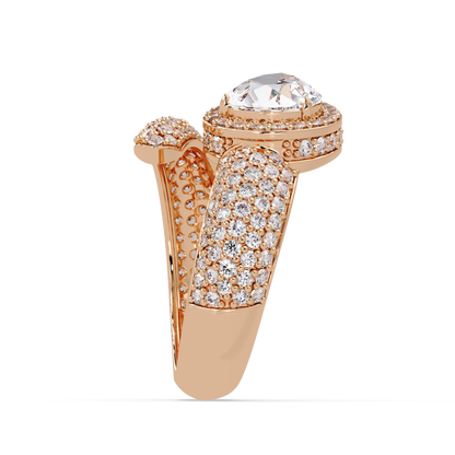 3 CTW Pear-Cut Halo Pavé Bypass Ring