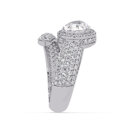 3 CTW Pear-Cut Halo Pavé Bypass Ring