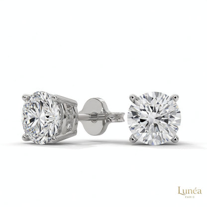 Lab Grown Diamond Stud Earrings – 1 to 4 CTW | 14K White, Yellow & Rose Gold